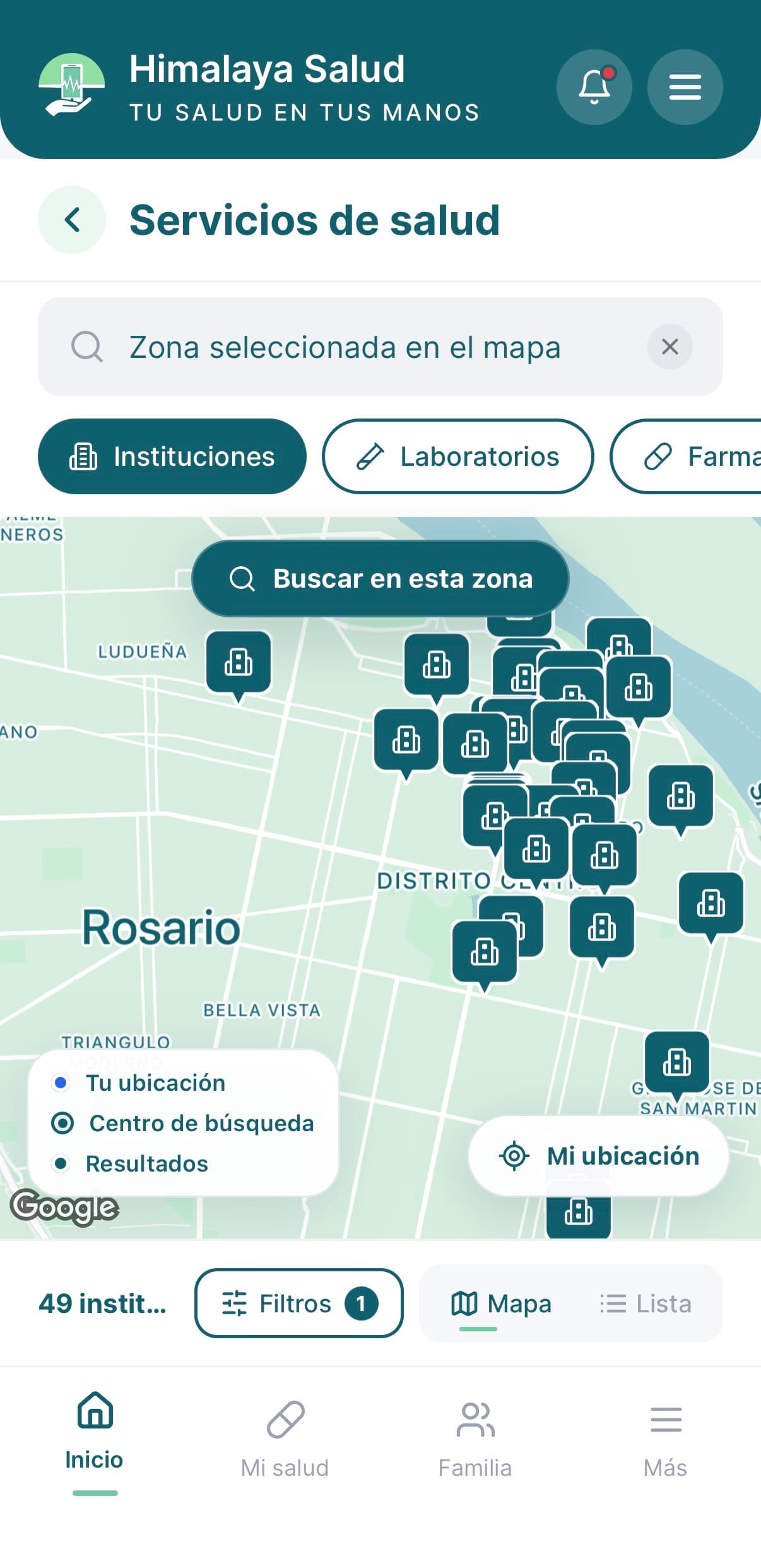 Mapa de servicios de salud de Himalaya Salud